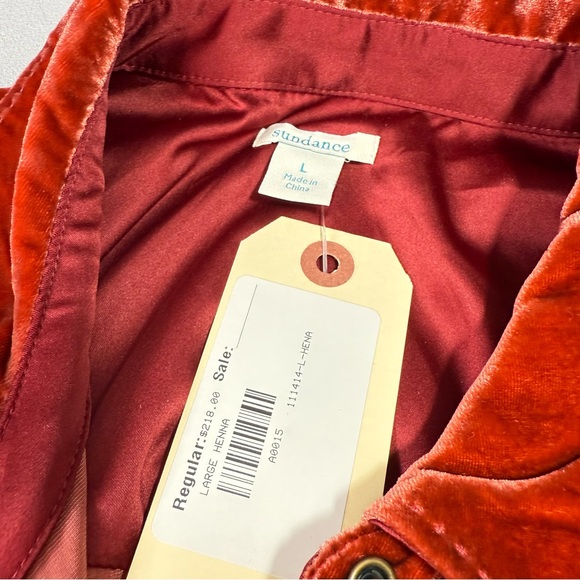 SUNDANCE Rocio Burnt Orange Red Velvet Silk Blend Pearl Snap Front Shirt Dress - Picture 11 of 16